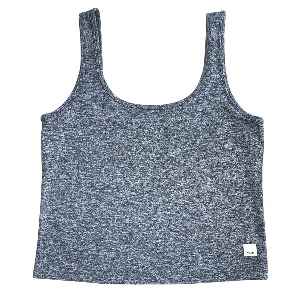 Vuori Halo Essential Crop Tank Women Medium Heather Gray Yoga Pilates Activewear